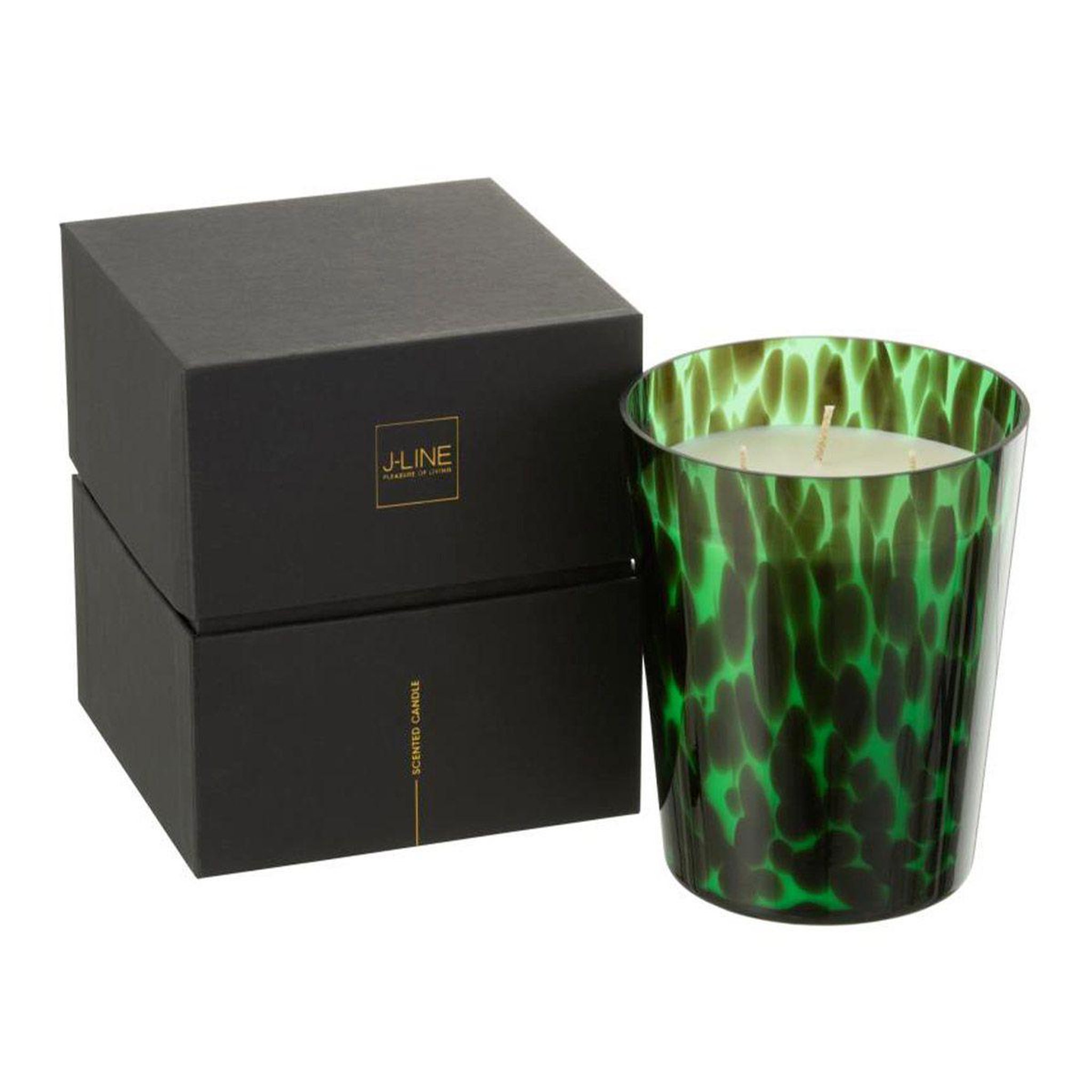 Voir la diapositive 2 : J-LINE Bougie parfumée  noa  16cm bois de santal vert