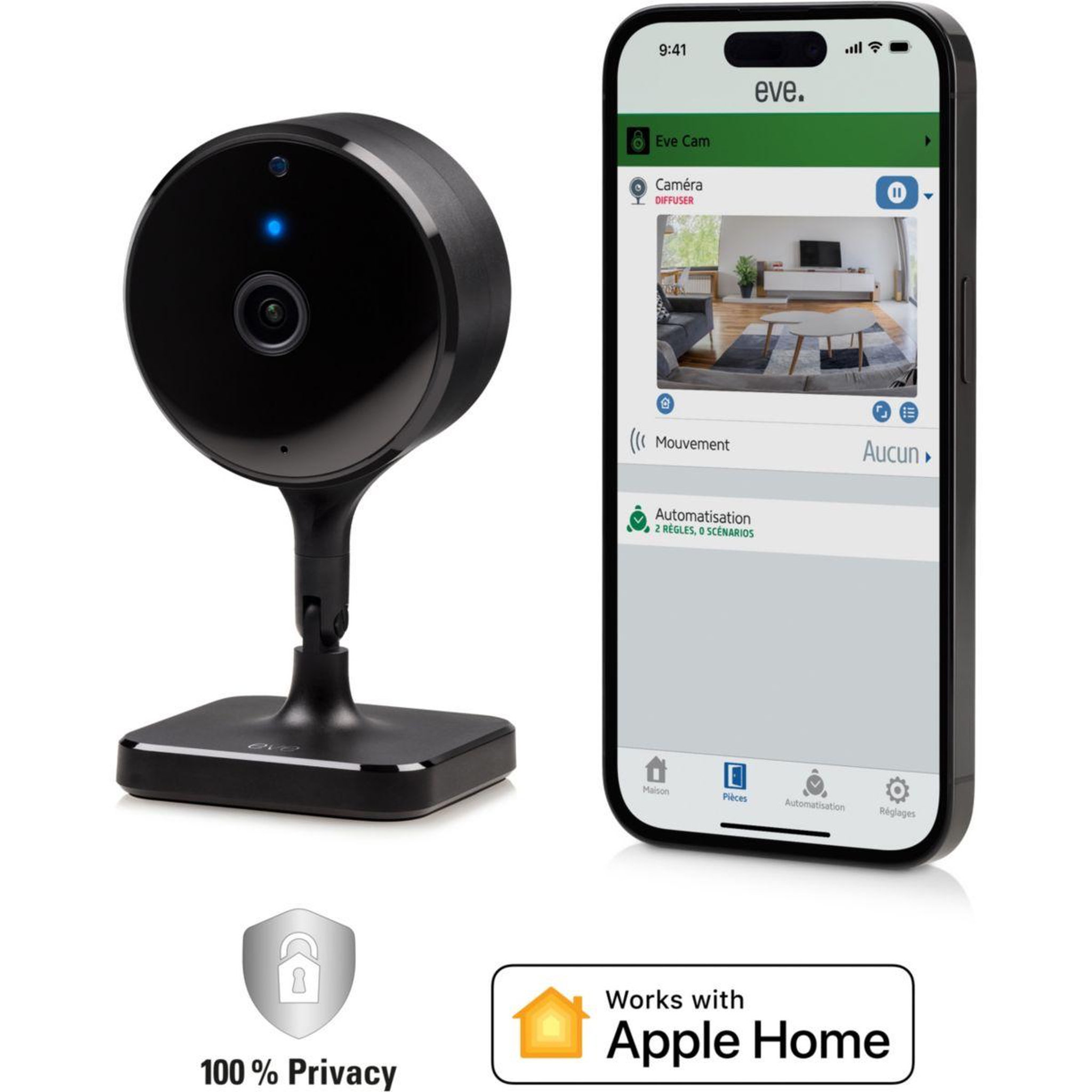 Voir la diapositive 2 : EVE Caméra de surveillance Cam Wifi