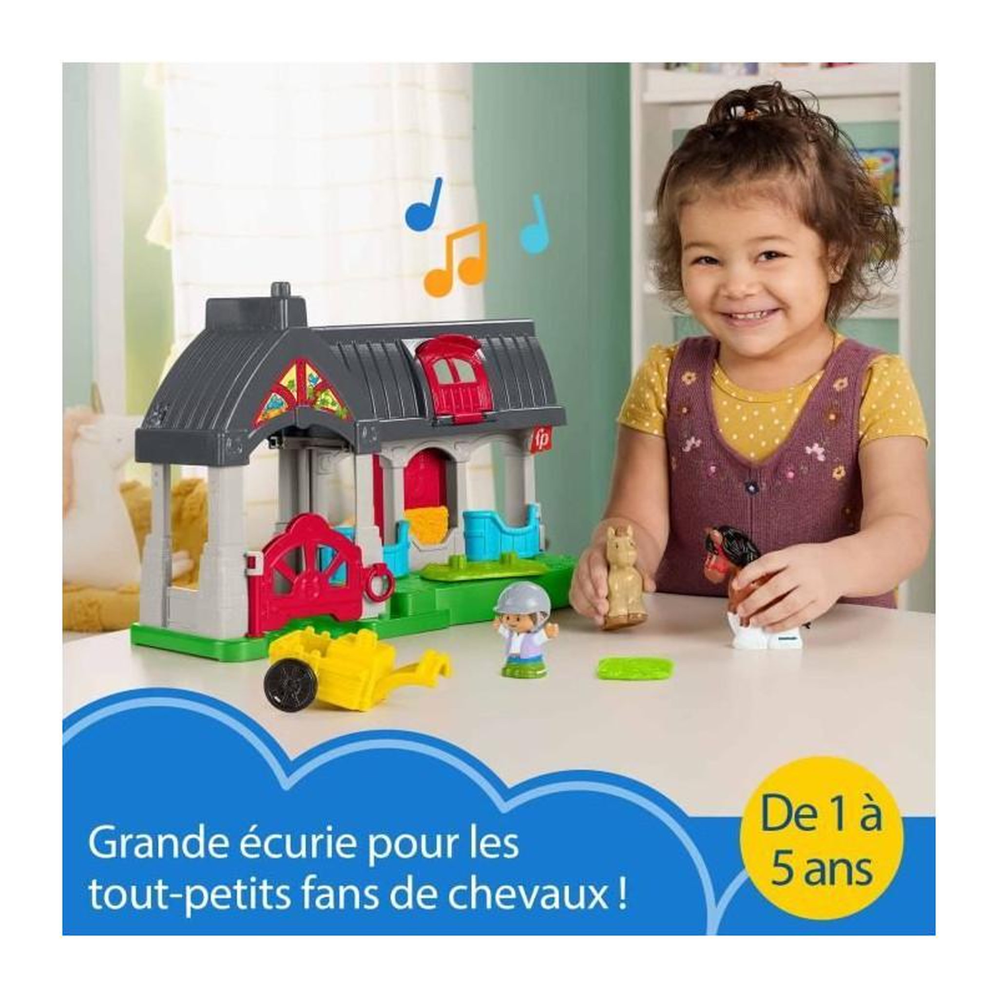 Voir la diapositive 3 : FISHER PRICE FISHER-PRICE Little People-L'écurie des Joyeux Chevaux avec 6 éléments - Fisher-Price - HWR84