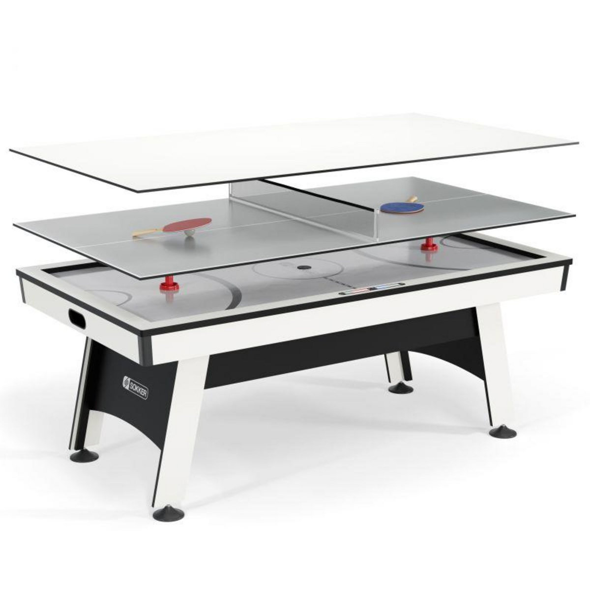 SOKKER Table multi-jeux 3 en 1 - Samurai - Air Hockey, Ping-Pong et convertible Table dînatoire