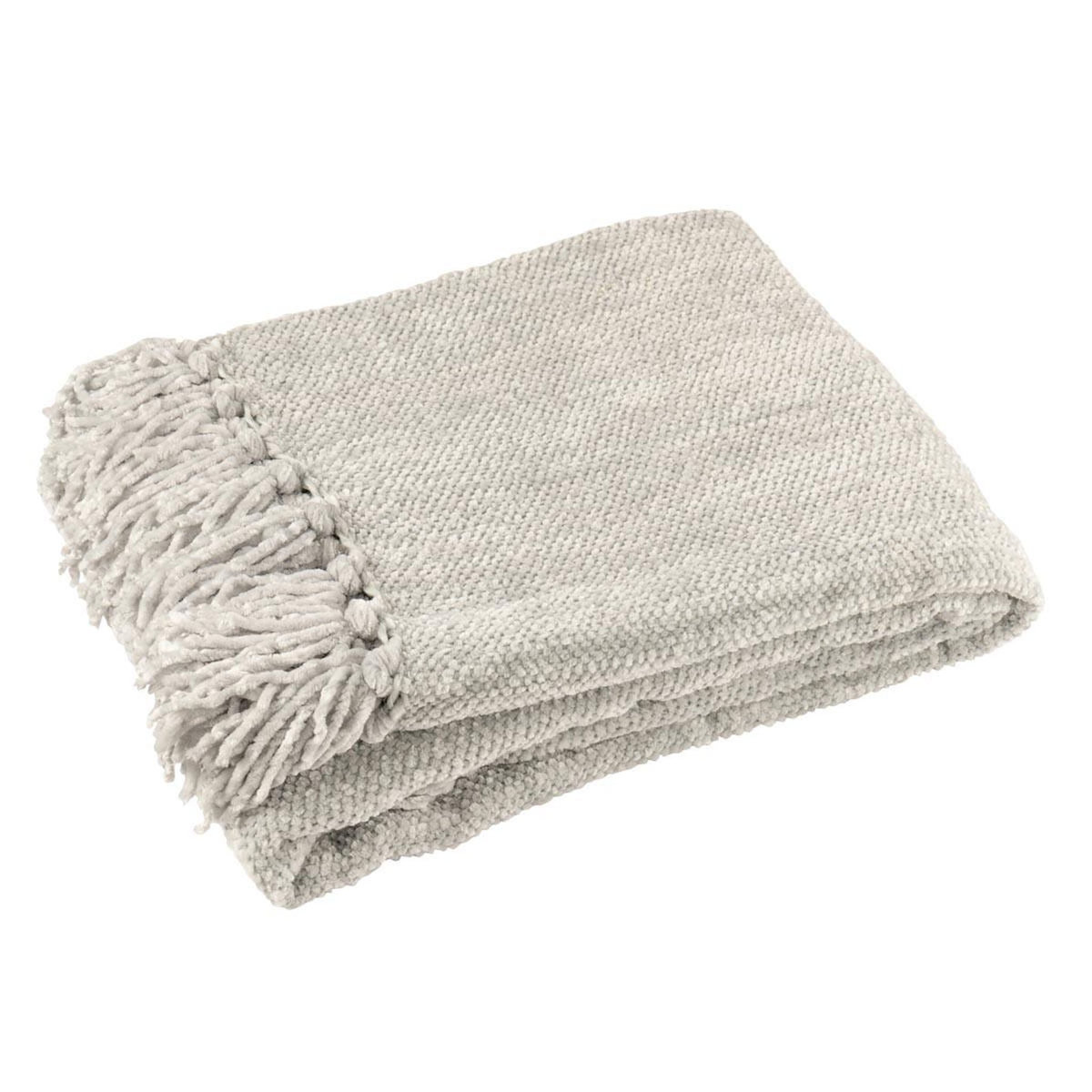 Paris Prix Plaid à Franges  Chenille  130x170cm Gris