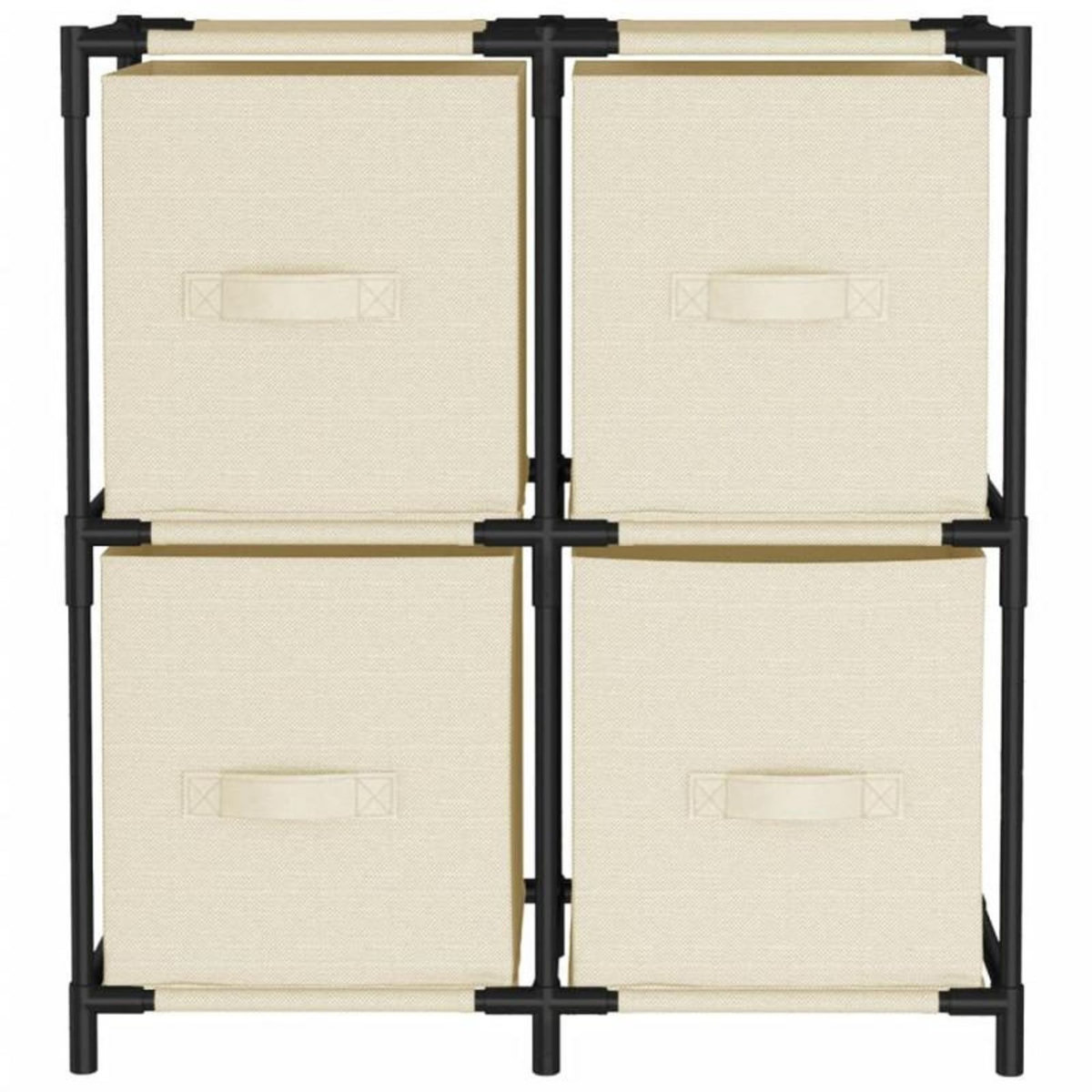 VIDAXL Armoire de rangement 4 paniers en tissu Crème 63x30x71 cm Acier