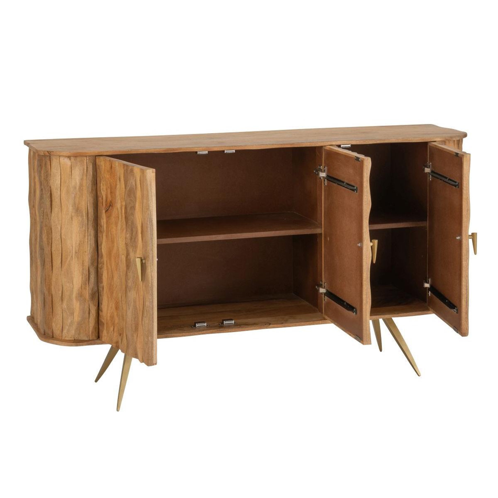 Voir la diapositive 3 : J-LINE Buffet 3 Portes en Bois  Curve  152cm Naturel