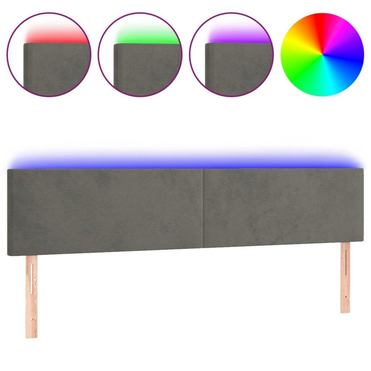 VIDAXL Tete de lit a LED Gris fonce 200x5x78/88 cm Velours