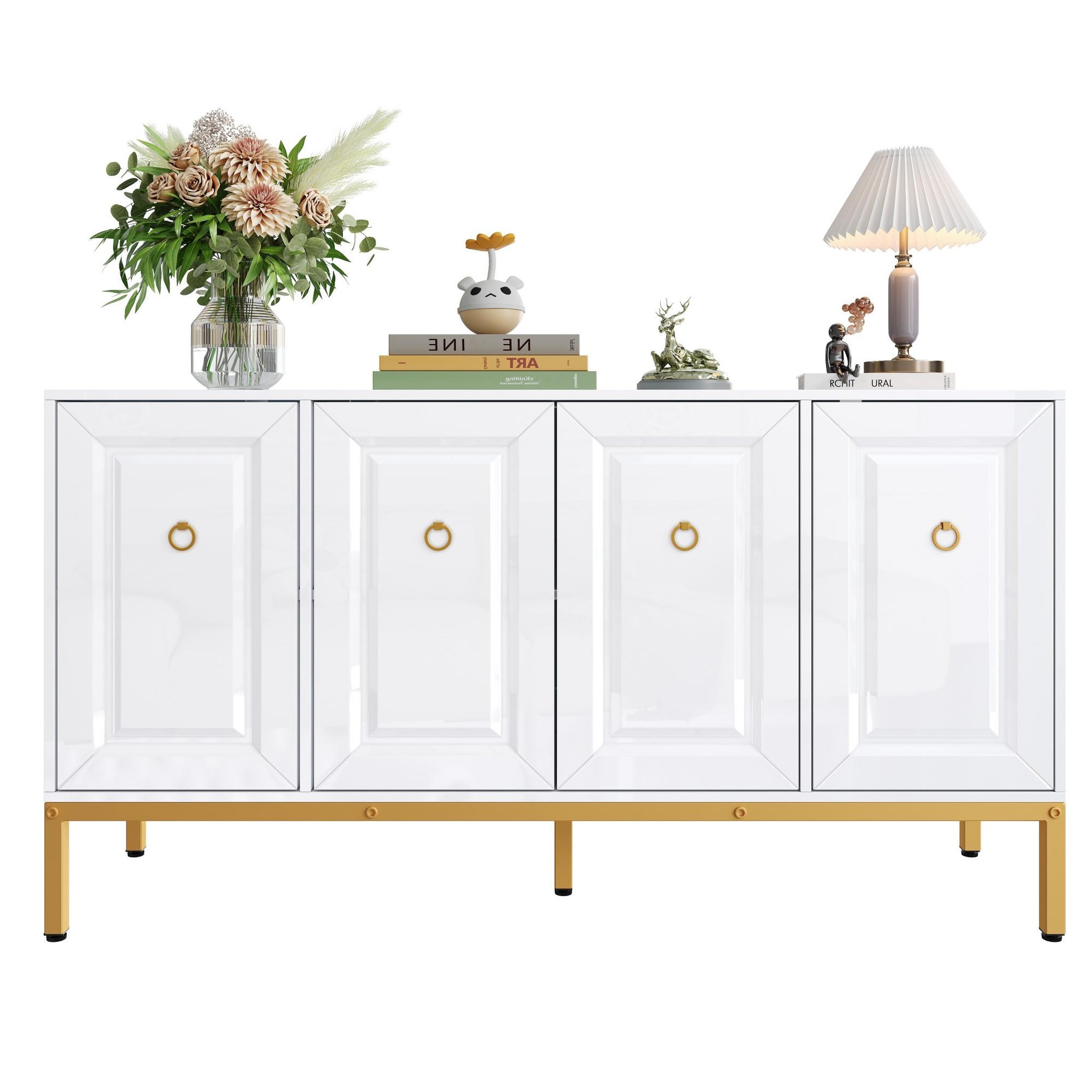 MERAX Buffet 4 porte(s) 0 tiroir(s) - 140 cm blanc mdf