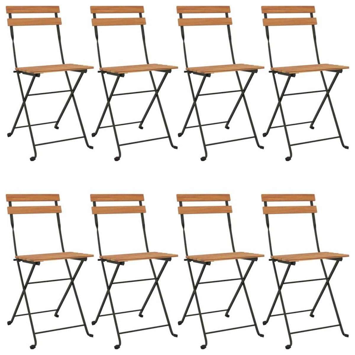 VIDAXL Chaises de bistrot pliantes lot de 8 Bois teck solide et acier