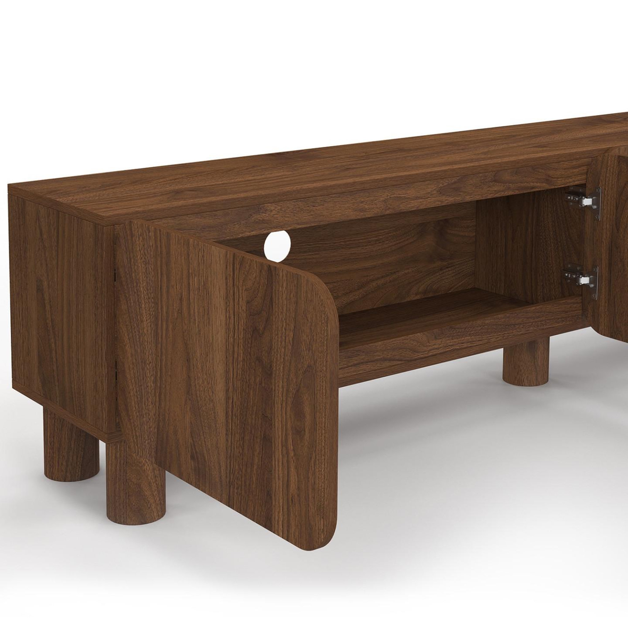 Voir la diapositive 6 : ID MARKET Meuble tv 180 cm saranda 4 portes arrondies bois effet noyer