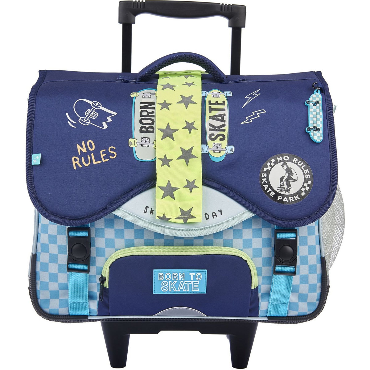 AUCHAN Cartable à roulettes bleu SKATE