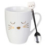 Voir la diapositive 1 : Paris Prix Mug Déco avec Cuillère  Chat  11cm Blanc