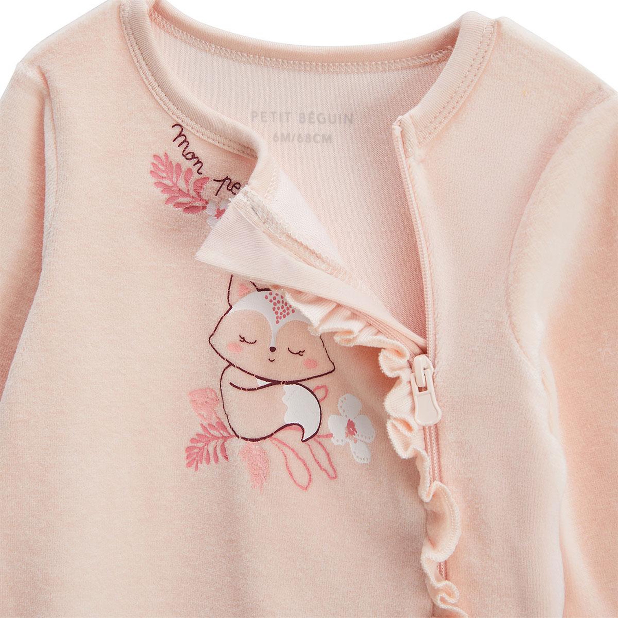 Voir la diapositive 3 : Petit Béguin Pyjama bébé en velours ouverture zippée louison