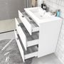 Voir la diapositive 2 : Ensemble de salle de bain meuble sous vasque 3 tiroirs + vasque + miroir + colonne FARO