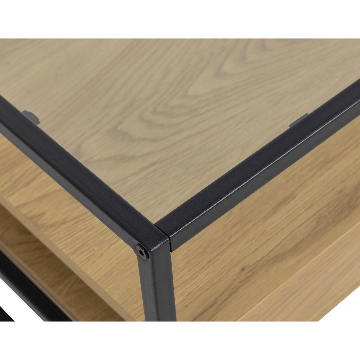 LISA DESIGN Parker - table basse - effet bois, verre et métal noir - 80 cm