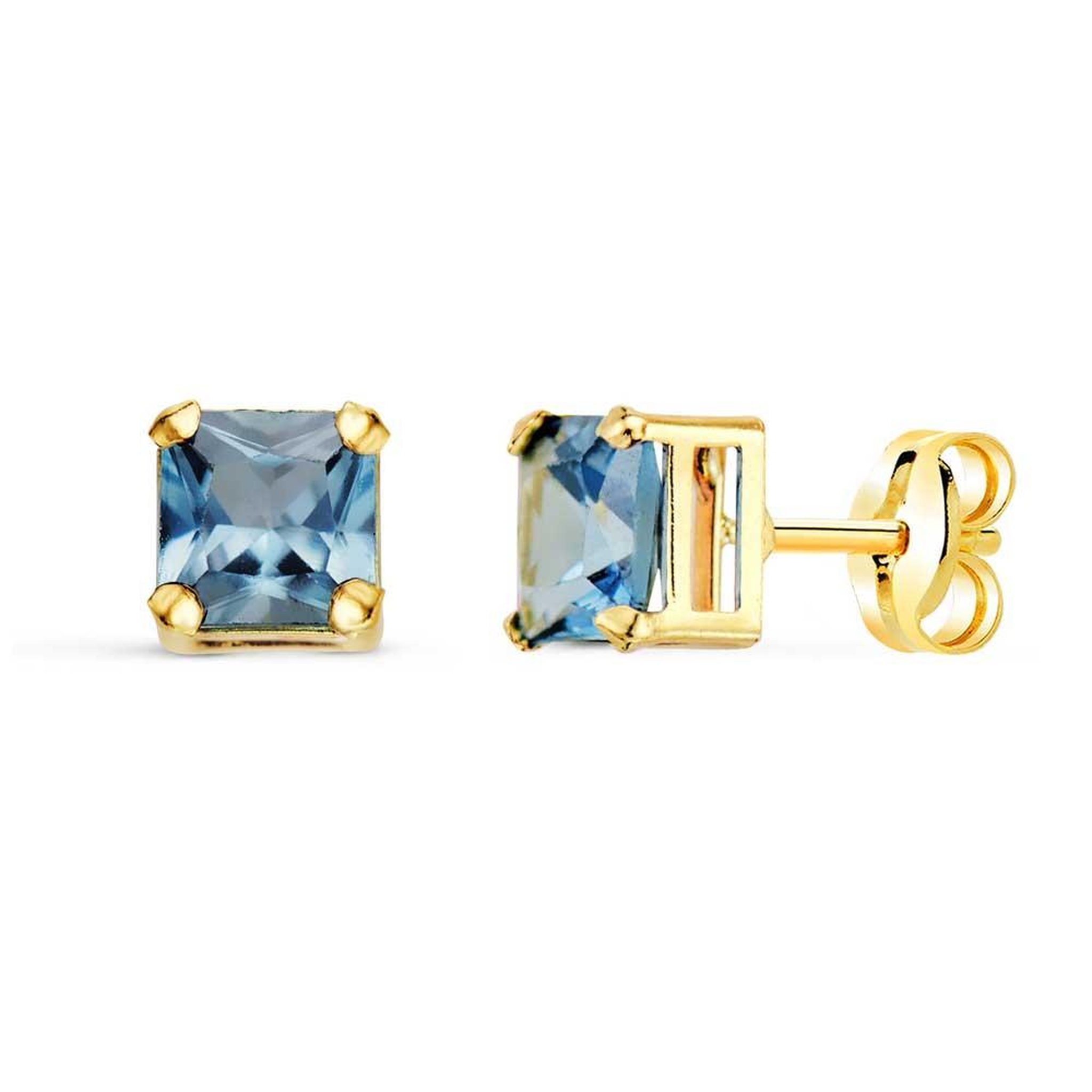 L'ATELIER D'AZUR Boucles d'Oreilles Or 18 Carats 750/000 - Zirconiums Topaze Bleue