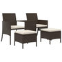 Voir la diapositive 2 : VIDAXL Canape de jardin 2 places avec table et tabourets marron rotin