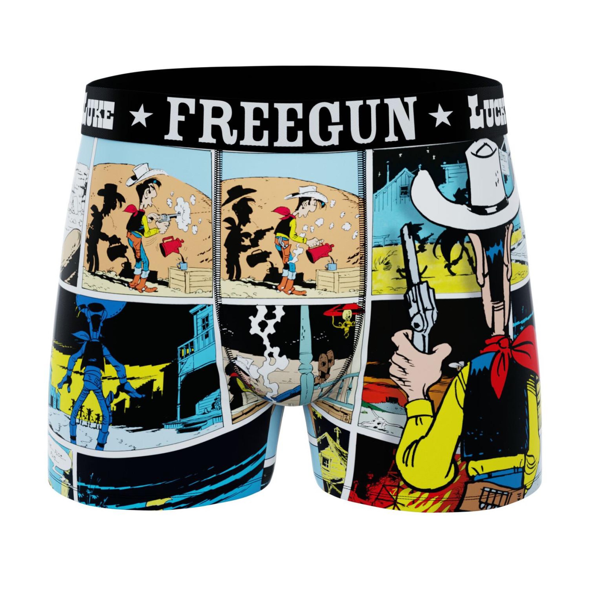 Voir la diapositive 6 : FREEGUN Lot de 4 boxers homme Lucky Luke