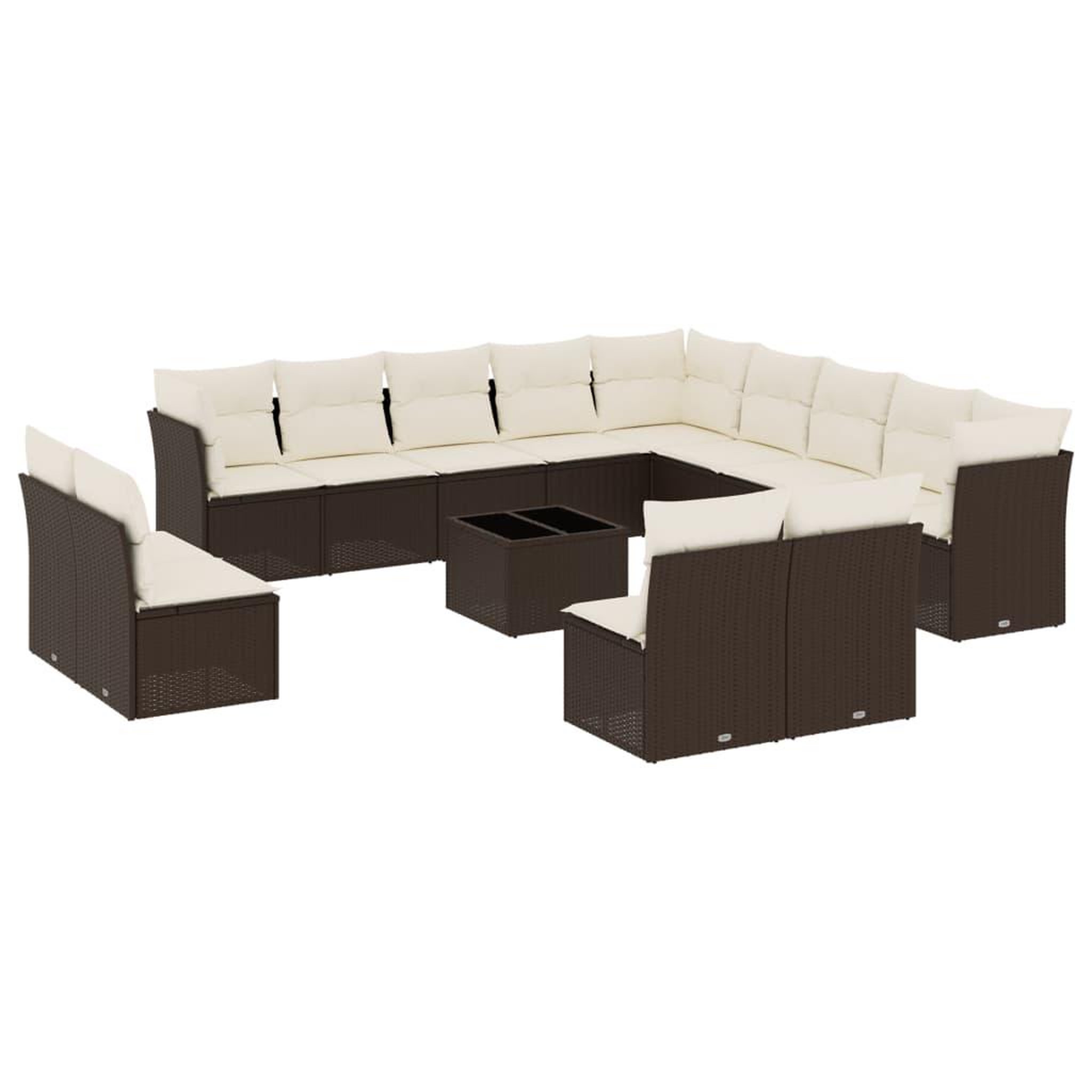 Voir la diapositive 2 : VIDAXL Salon de jardin avec coussins 14 pcs marron resine tressee