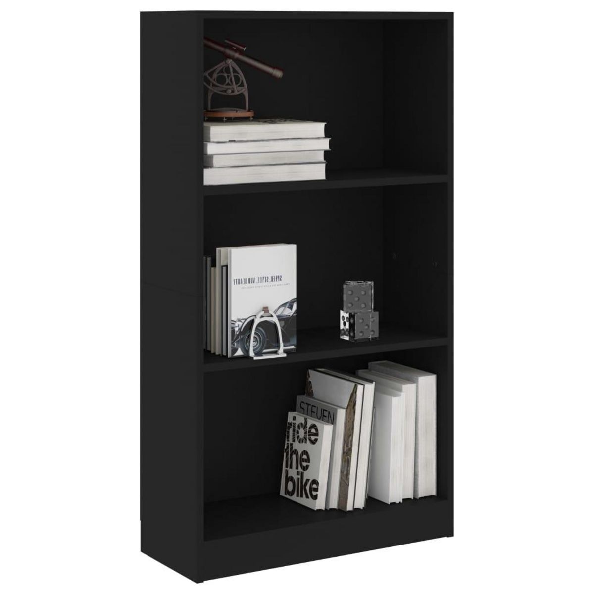 VIDAXL Bibliotheque 3 niveaux Noir 60x24x109 cm Bois d'ingenierie