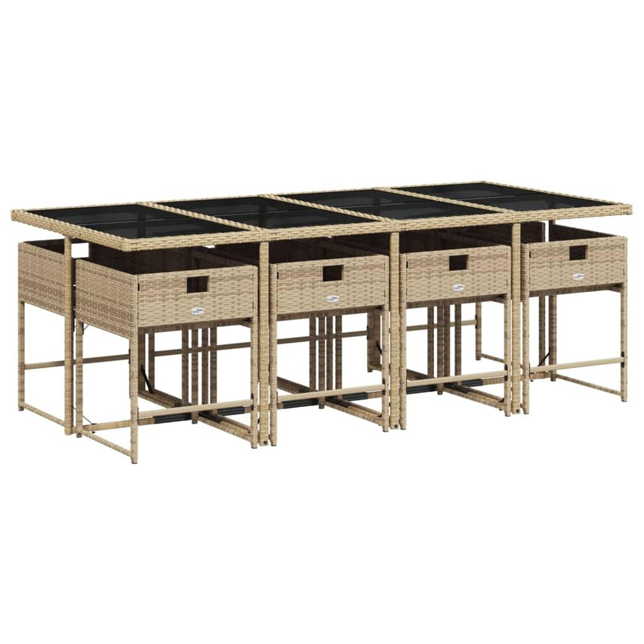 Voir la diapositive 3 : VIDAXL Ensemble a manger de jardin et coussins 9 pcs melange beige