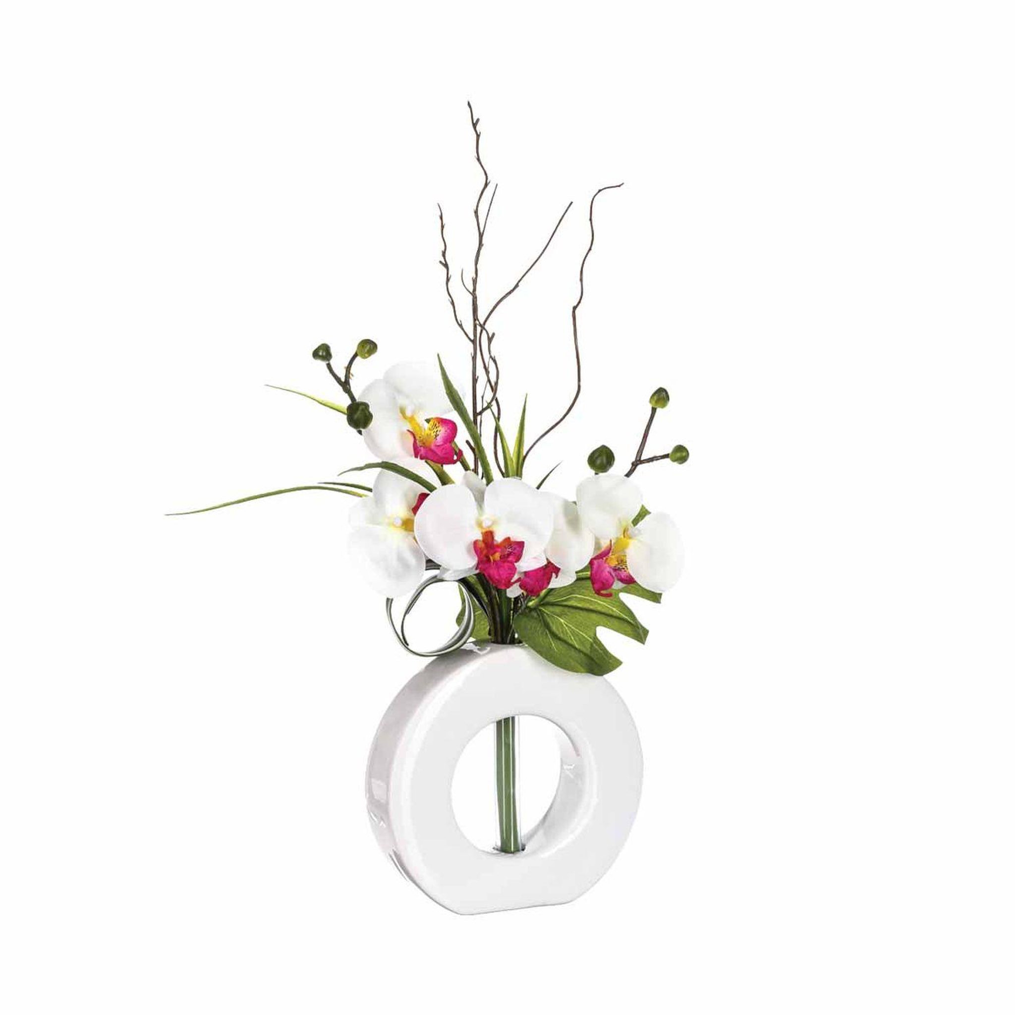 Voir la diapositive 1 : ATMOSPHERA Composition florale vase  - hauteur 44 cm - orchidée