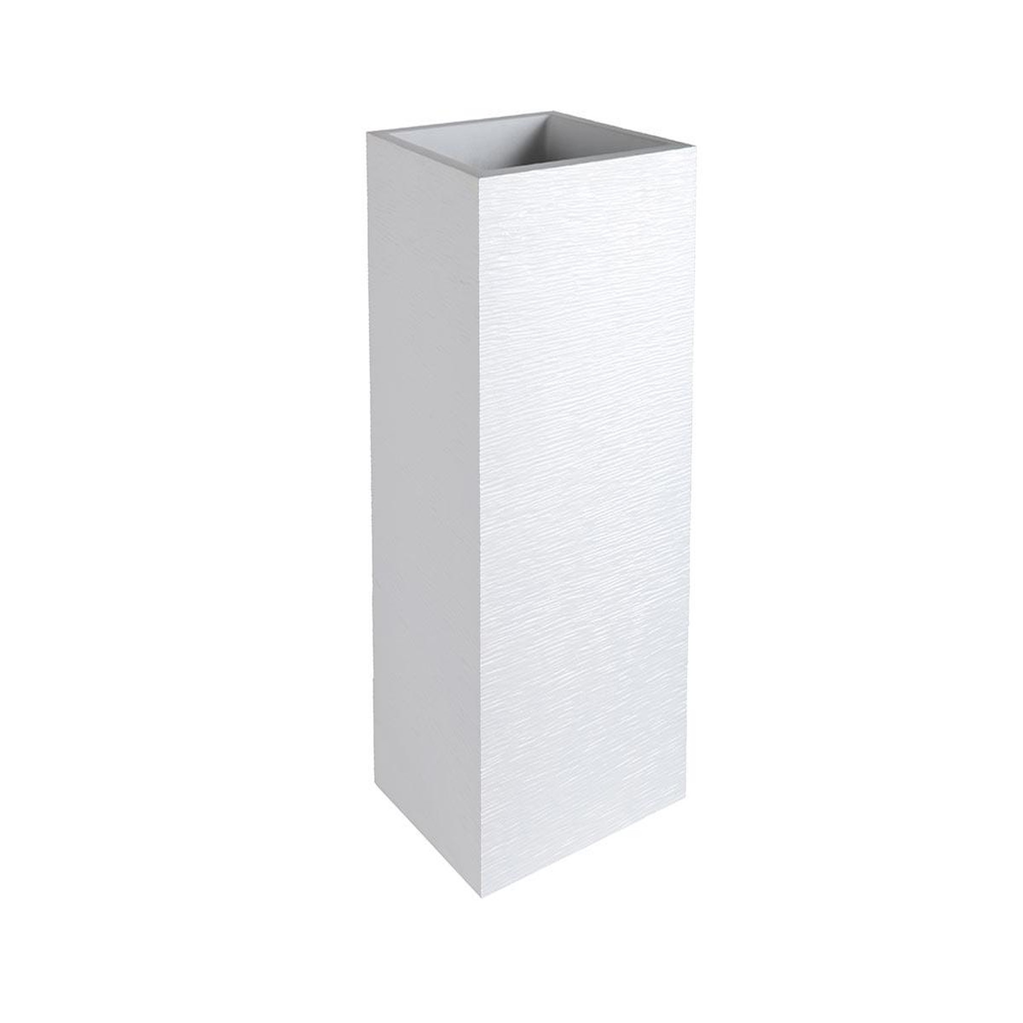 Eda Pot de fleurs carré Haut Graphit - 39,5 x 39,5 x 80 cm - 31 L - Blanc cérusé - Eda