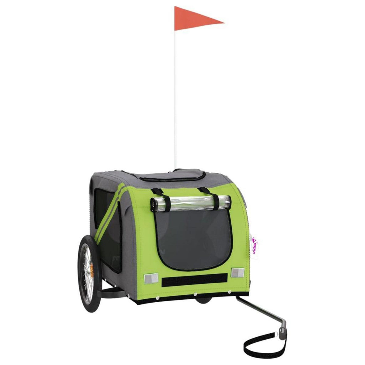 VIDAXL Remorque de velo pour animaux de compagnie vert et gris