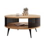 Voir la diapositive 2 : BEST MOBILIER Forini - table basse ronde - aspect chêne naturel et noir - 1 niche - 75 cm