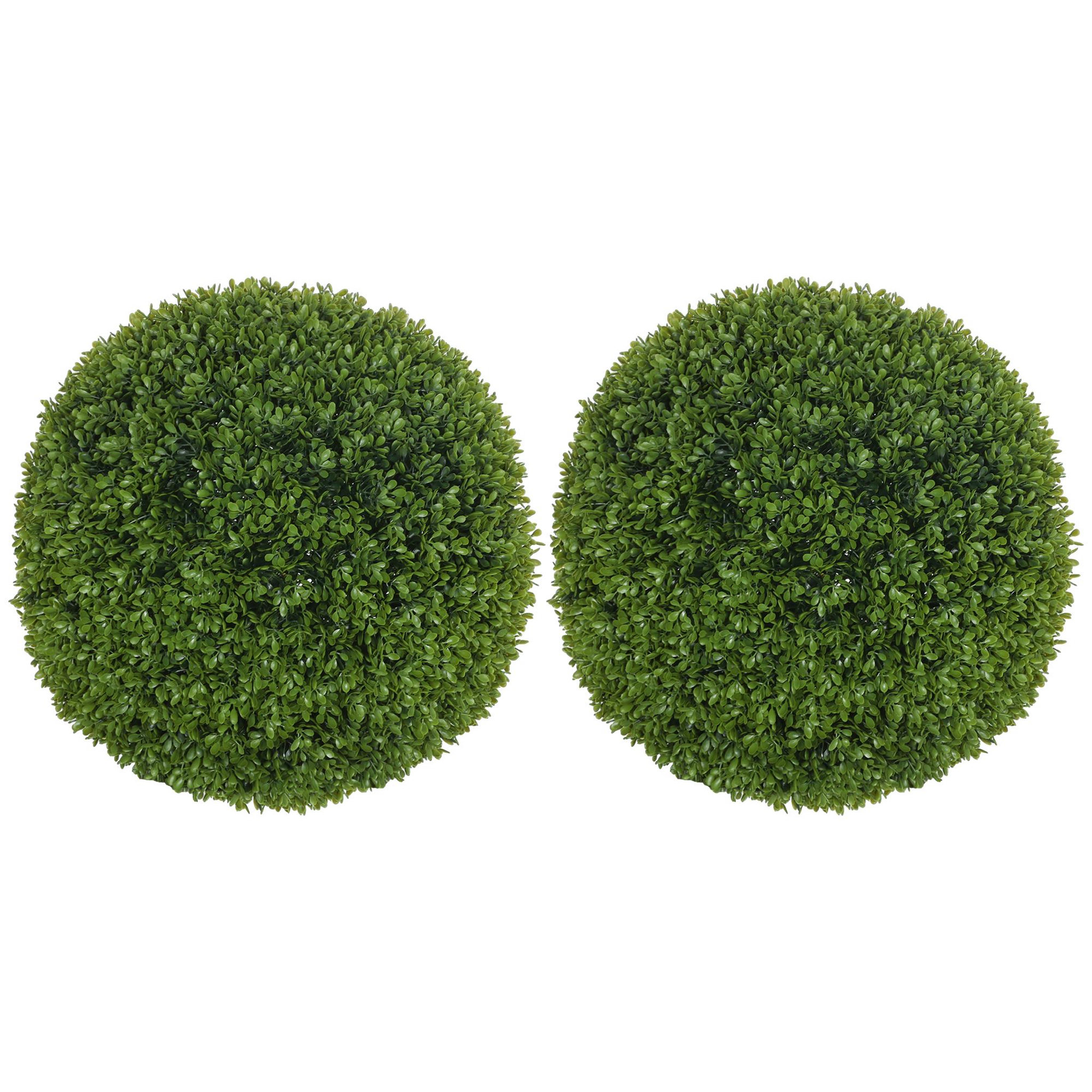 Voir la diapositive 1 : HOMCOM Lot de 2 buis artificiels topiaires artificielles en forme de boule Ø 40 cm PE vert