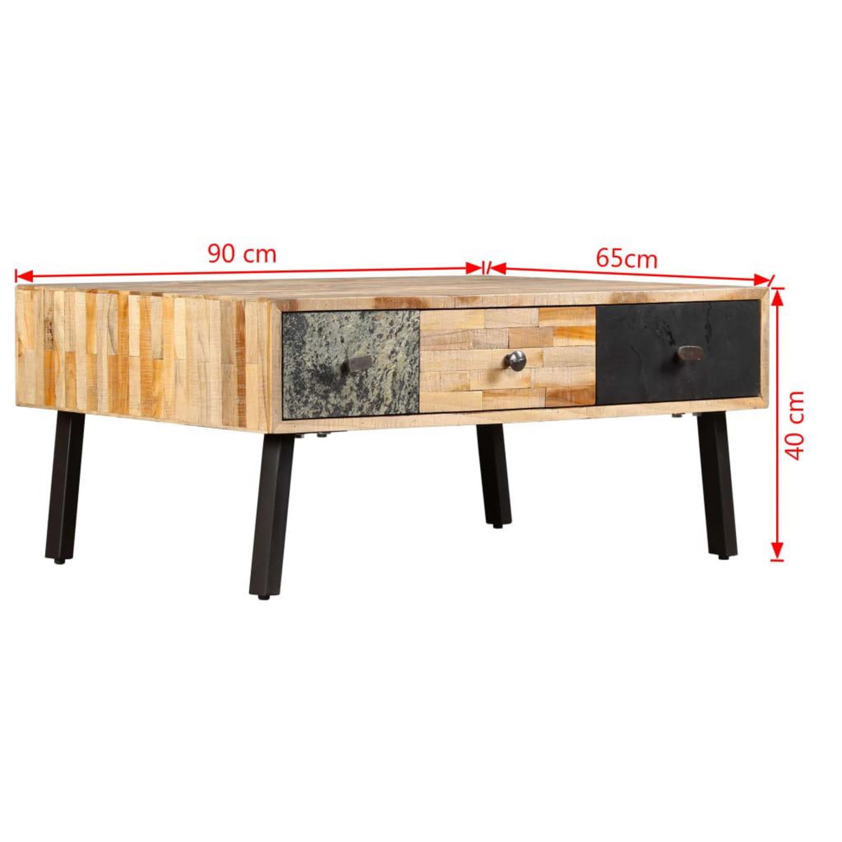 VIDAXL Table basse Teck de recuperation massif 90x65x40 cm