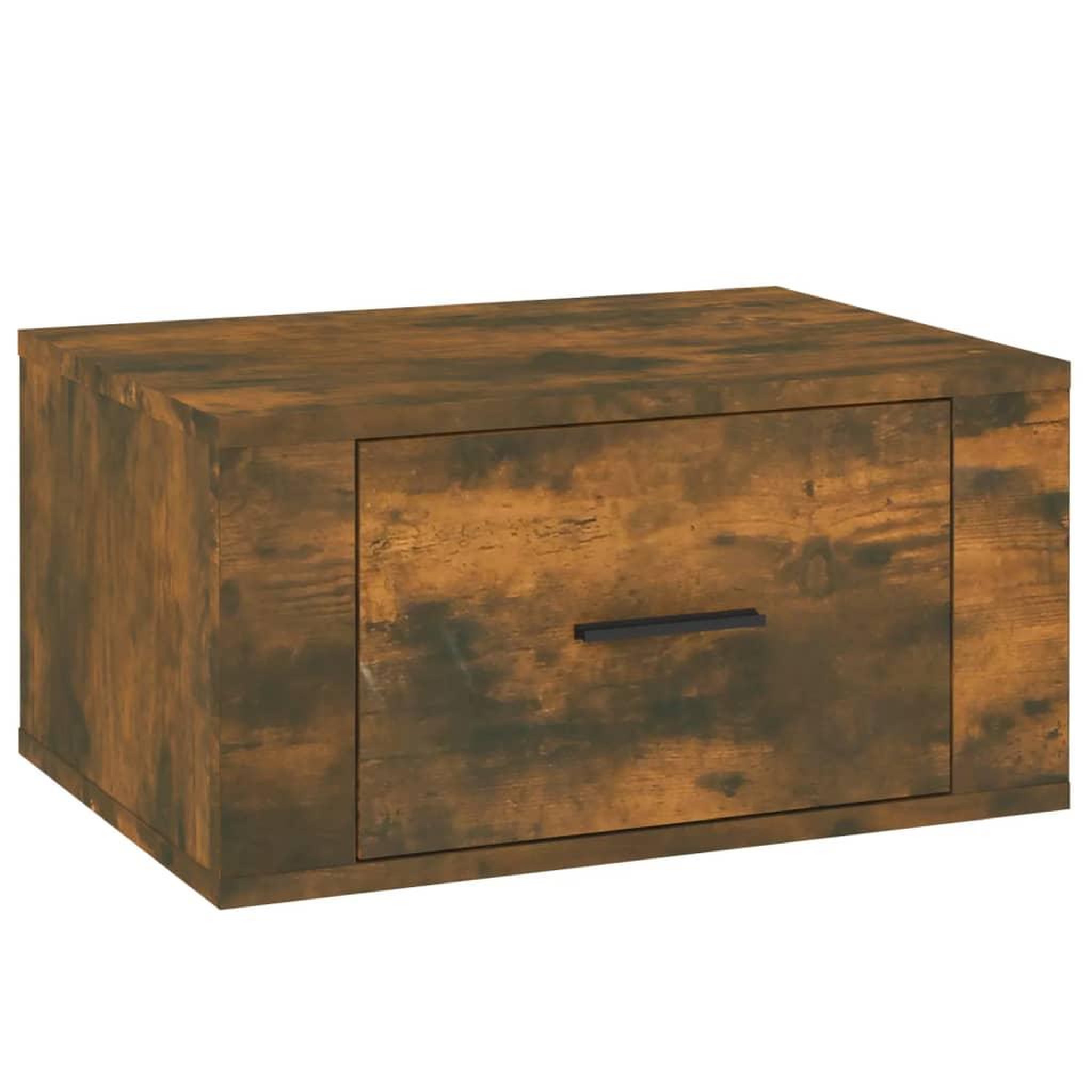 Voir la diapositive 2 : VIDAXL Table de chevet murale Chene fume 50x36x25 cm