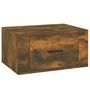 Voir la diapositive 2 : VIDAXL Table de chevet murale Chene fume 50x36x25 cm