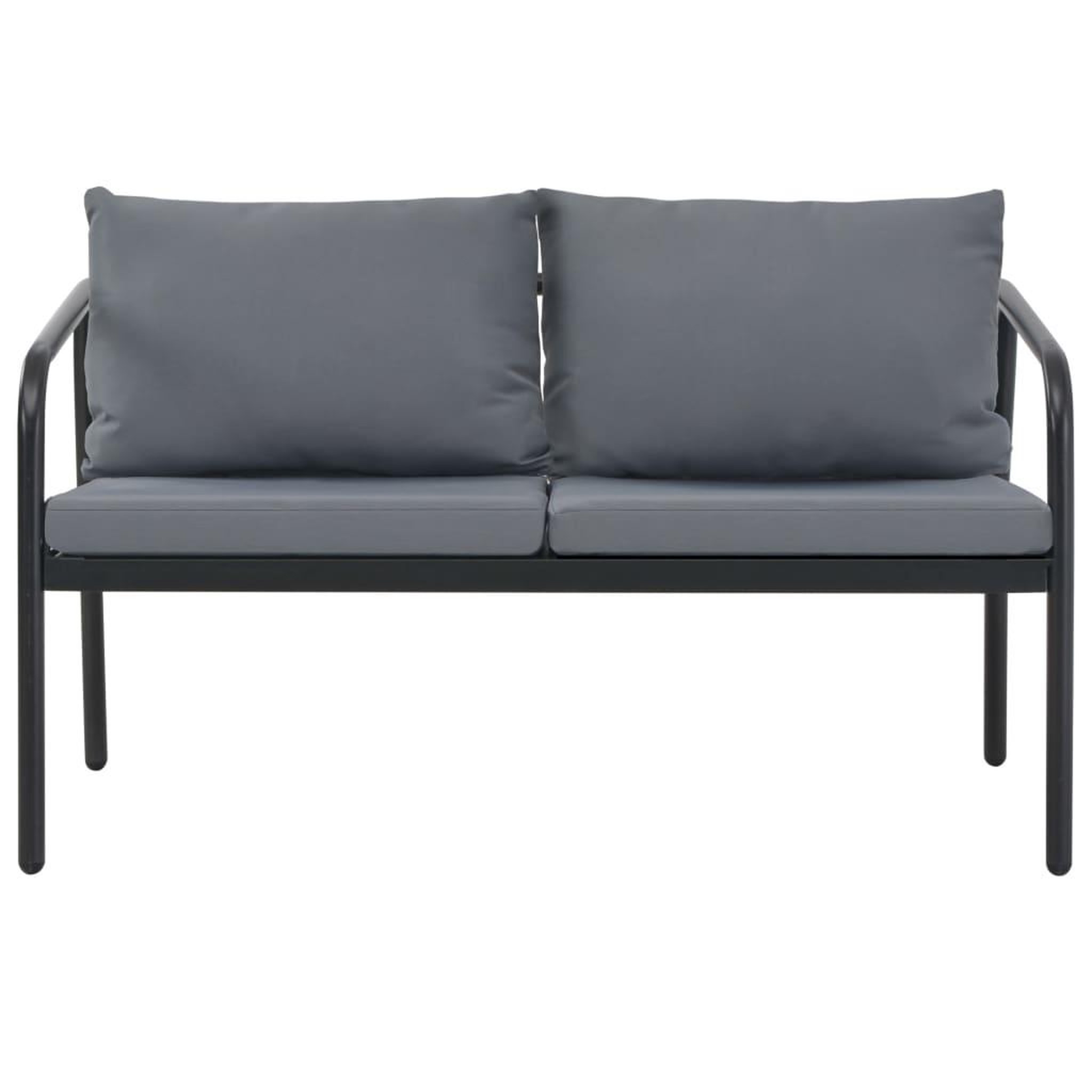 Voir la diapositive 2 : VIDAXL Canape de jardin a 2 places avec coussins Gris Aluminium