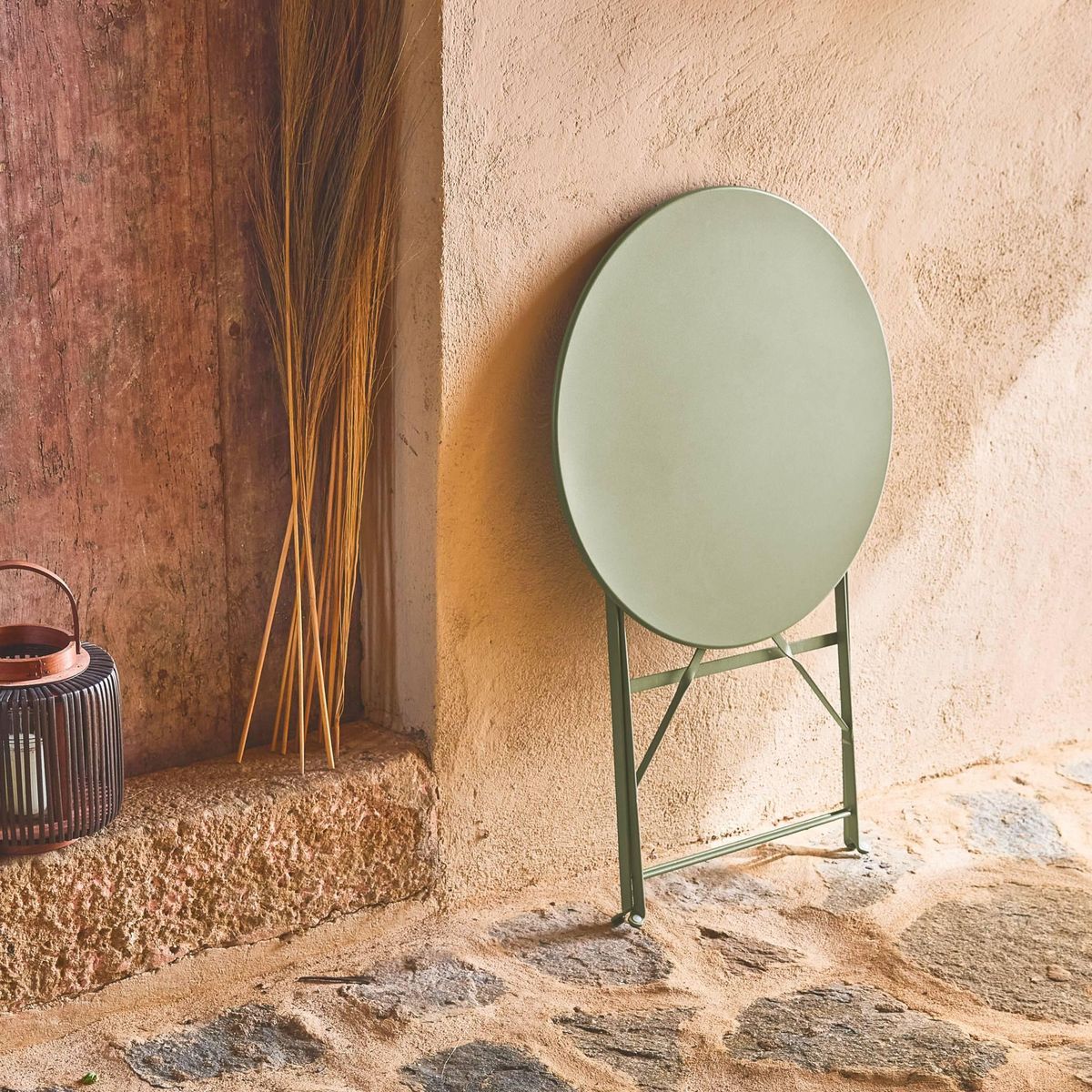 SWEEEK Table de jardin bistrot pliable - Emilia ronde - Table ronde Ø60cm en acier thermolaqué