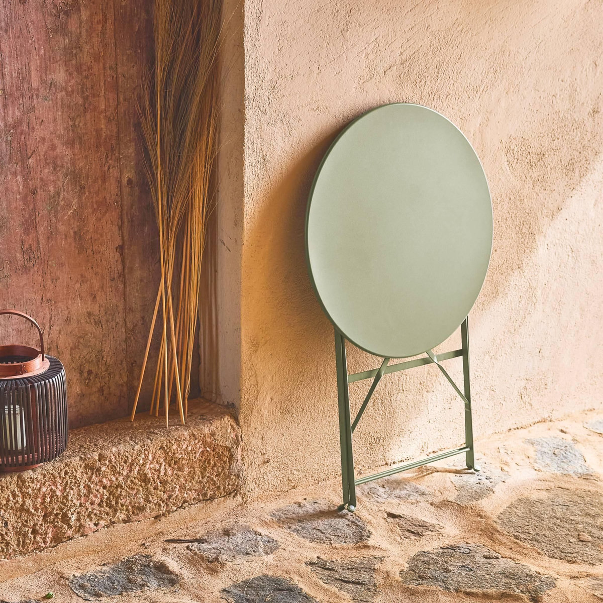 SWEEEK Table de jardin bistrot pliable - Emilia ronde - Table ronde Ø60cm en acier thermolaqué