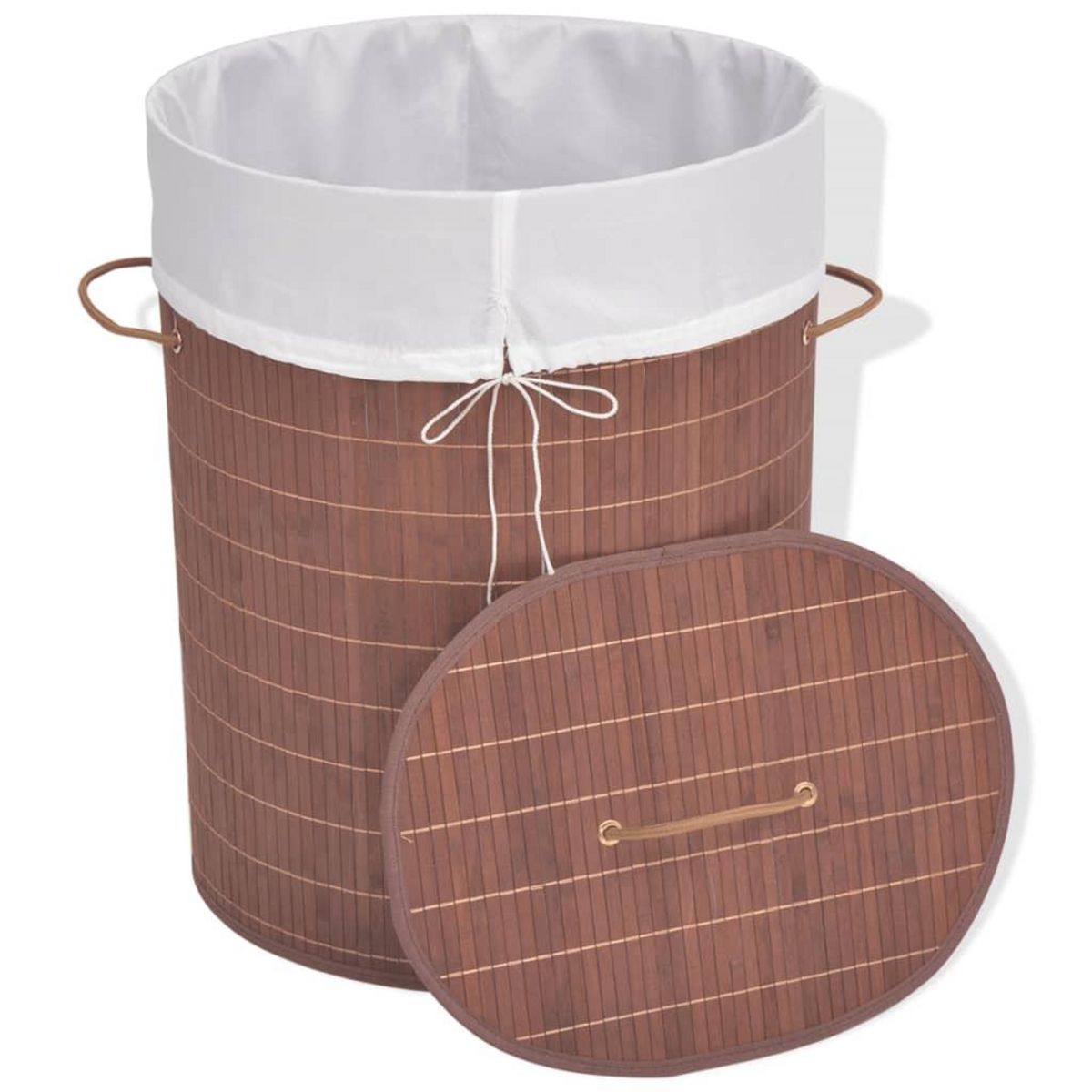 VIDAXL Panier a linge ovale Bambou Marron