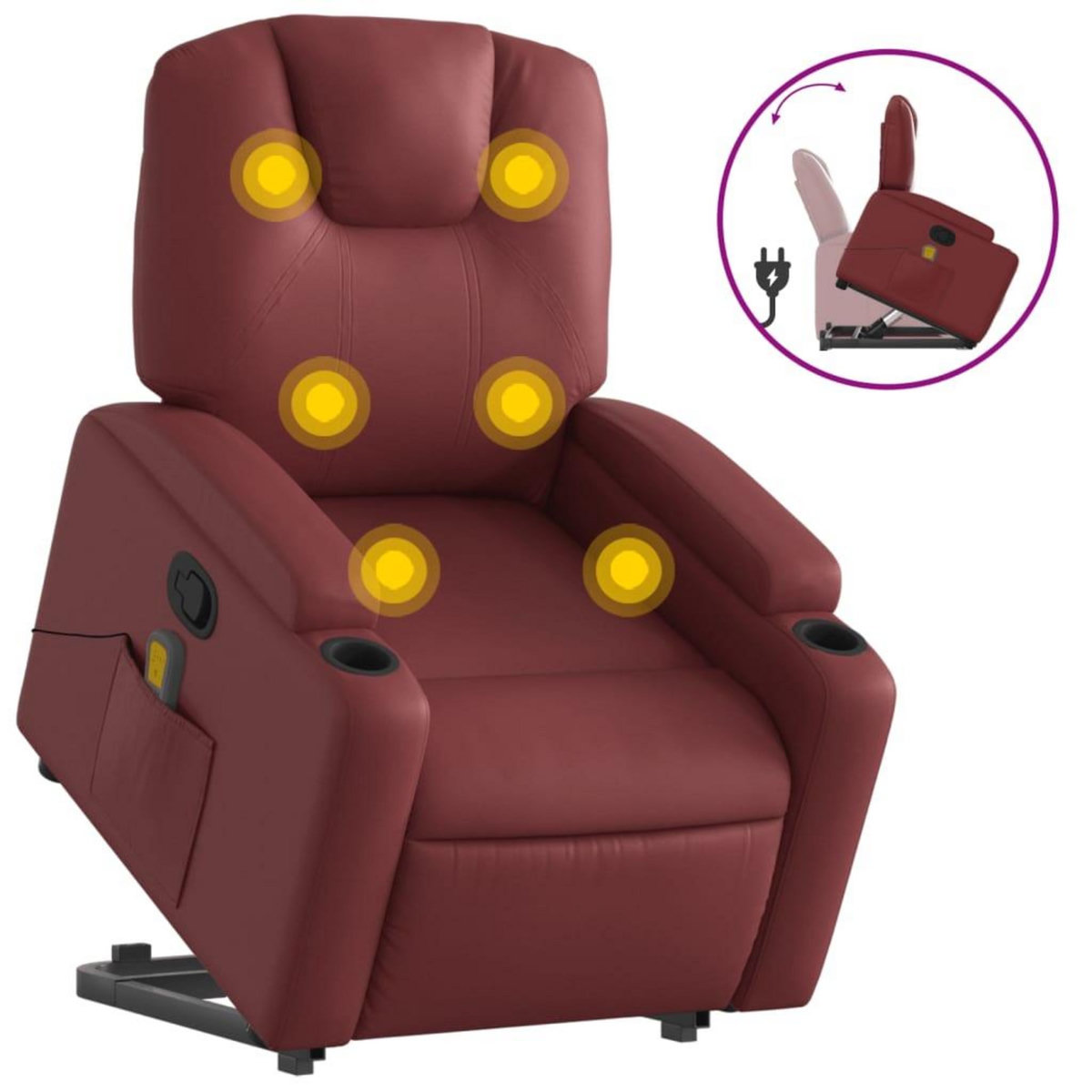 VIDAXL Fauteuil inclinable de massage Rouge bordeaux Similicuir