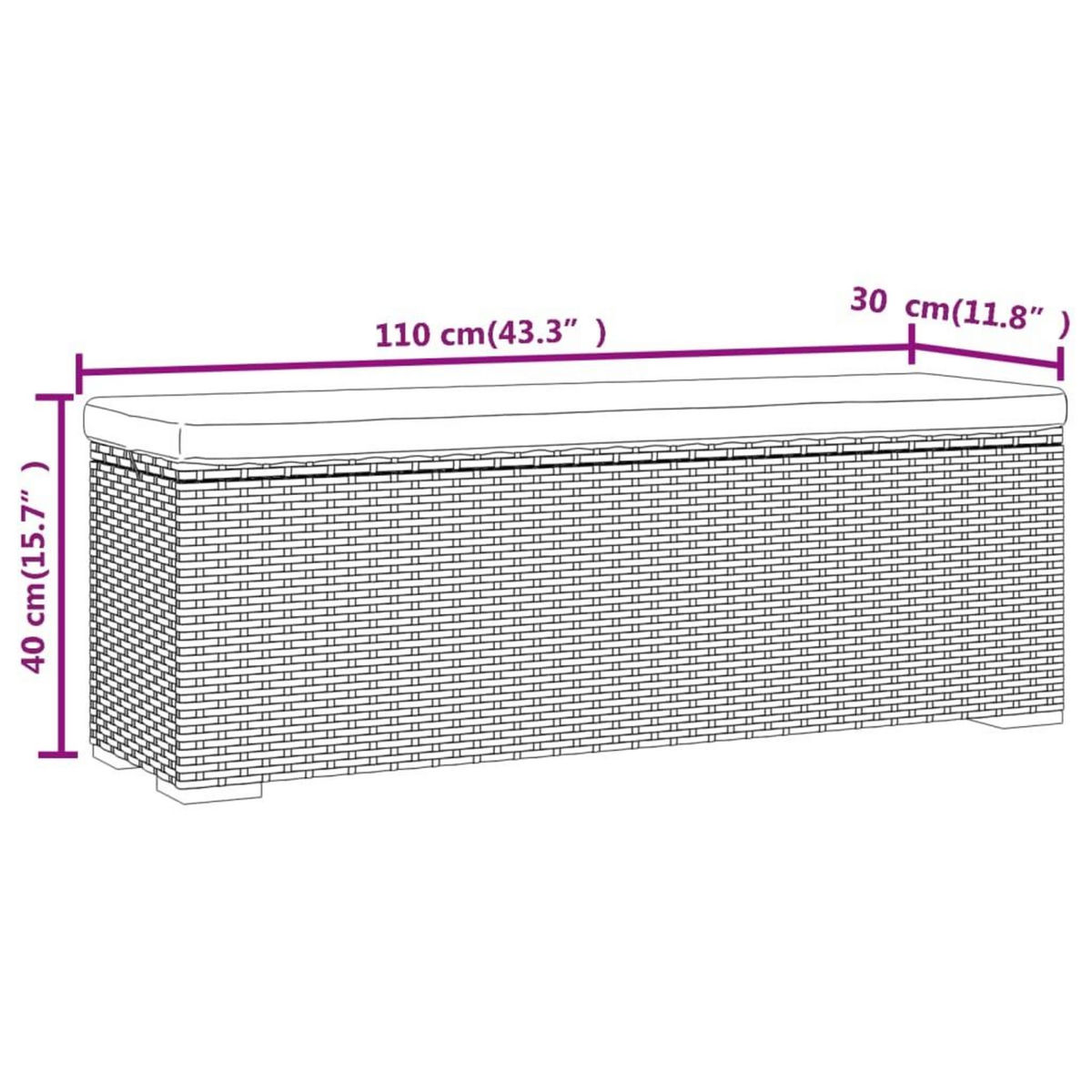VIDAXL Banc pouf avec coussin marron 110x30x40 cm resine tressee