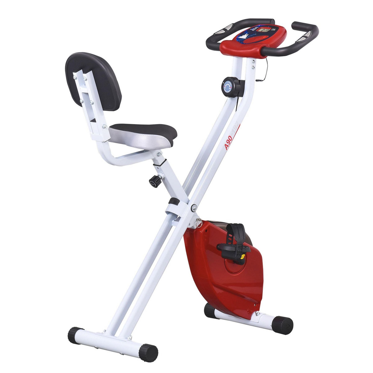 HOMCOM Vélo d'appartement pliable 8 niveaux de résistance magnétique selle réglable dossier écran LCD multifonction capteur fréquence cardiaque