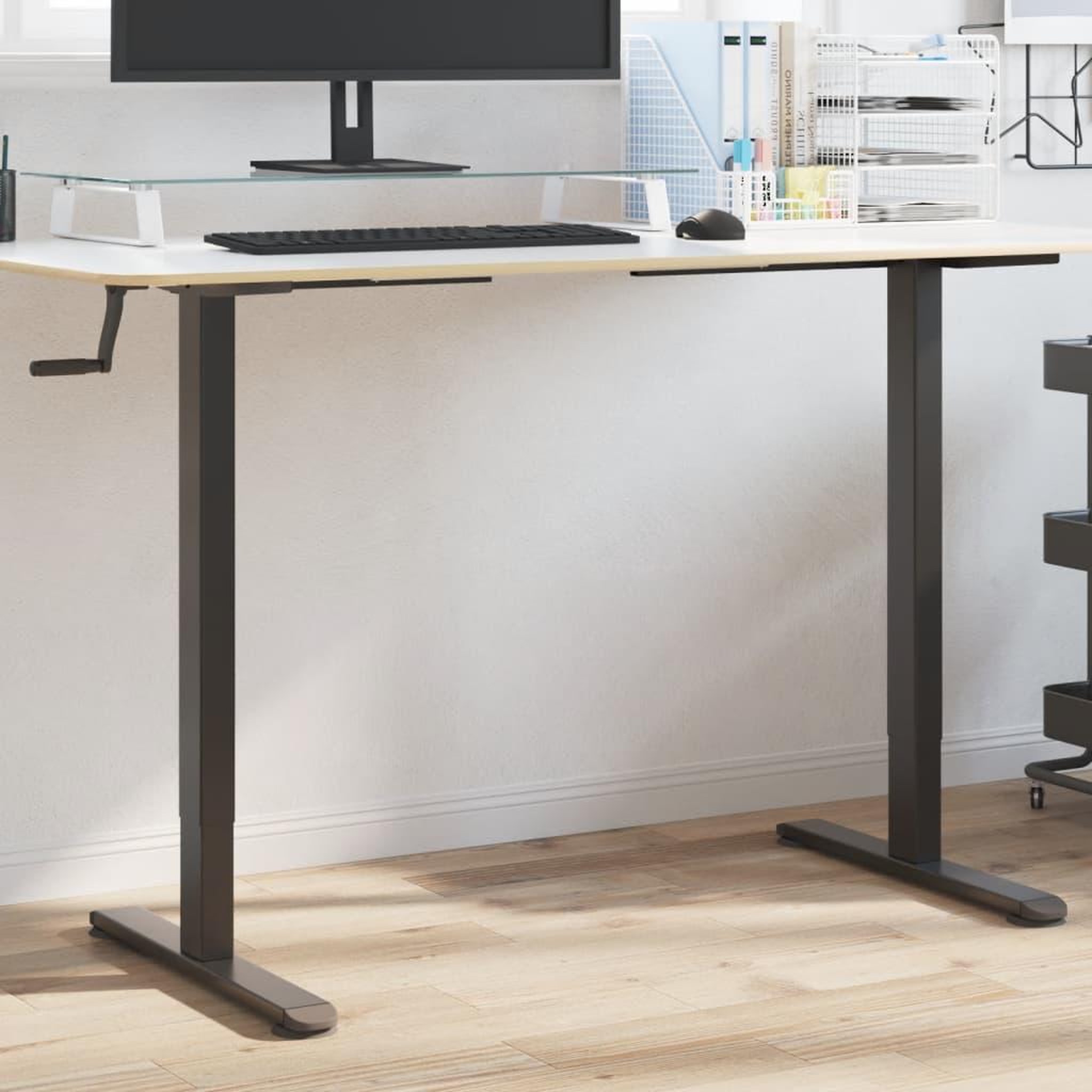 VIDAXL Cadre de bureau debout noir (94-135)x60x(70-114) cm acier