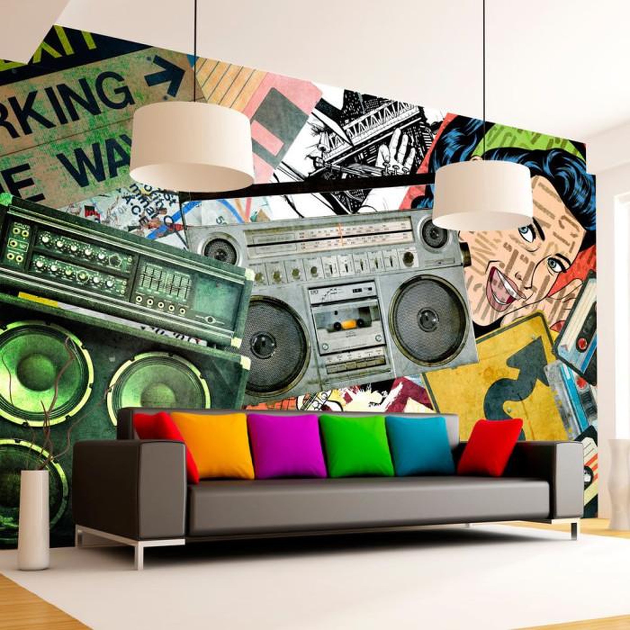 Paris Prix Papier Peint  Graffiti Girl. Coloris disponibles : Multicolore