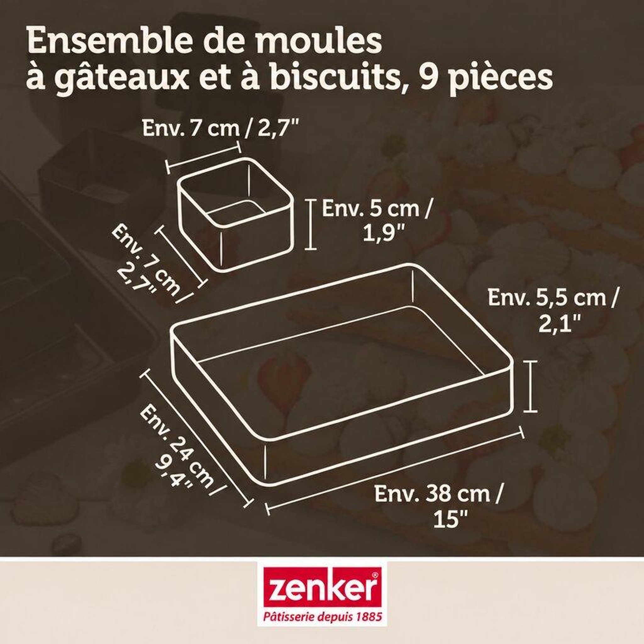 Voir la diapositive 3 : ZENKER Moule à gâteau chiffres et lettres sans pfas, set de 9 pièces zenker