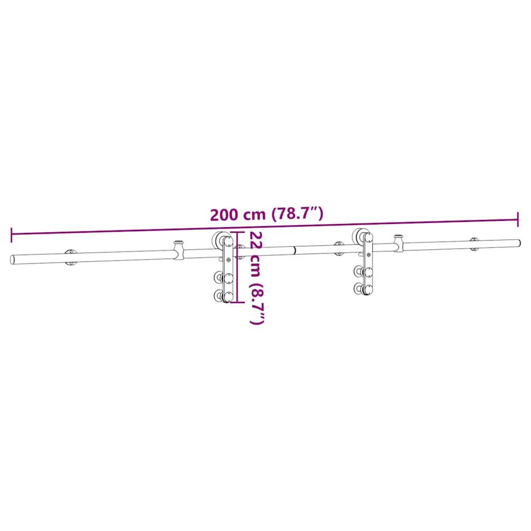 Voir la diapositive 6 : VIDAXL Kit fixation porte coulissante 200 cm Acier inoxydable Argente