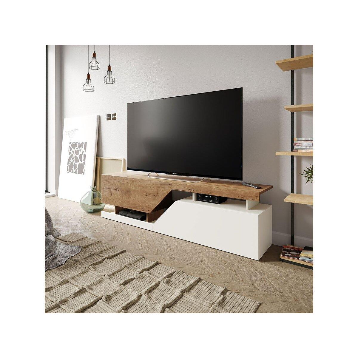 Habitat et Jardin Meuble TV  Ceelias  - 160 x 46 x 35 cm - Blanc/Marron Foncé