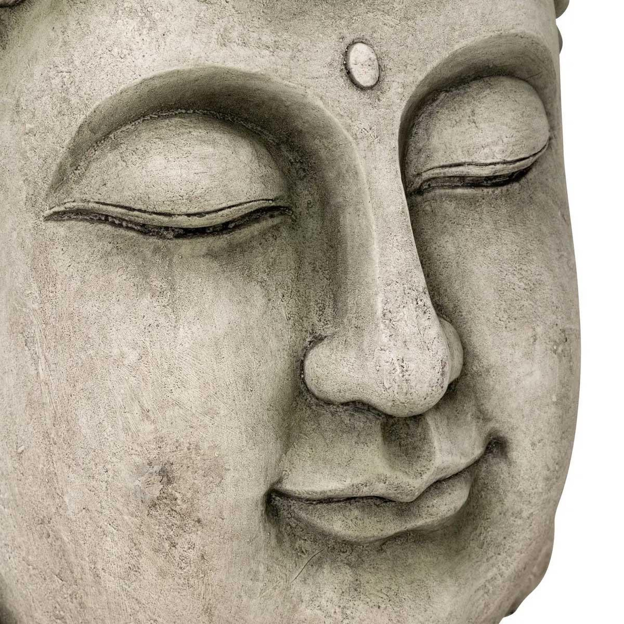 Voir la diapositive 2 : ATMOSPHERA Statue déco extérieure  tête de bouddha  60cm gris