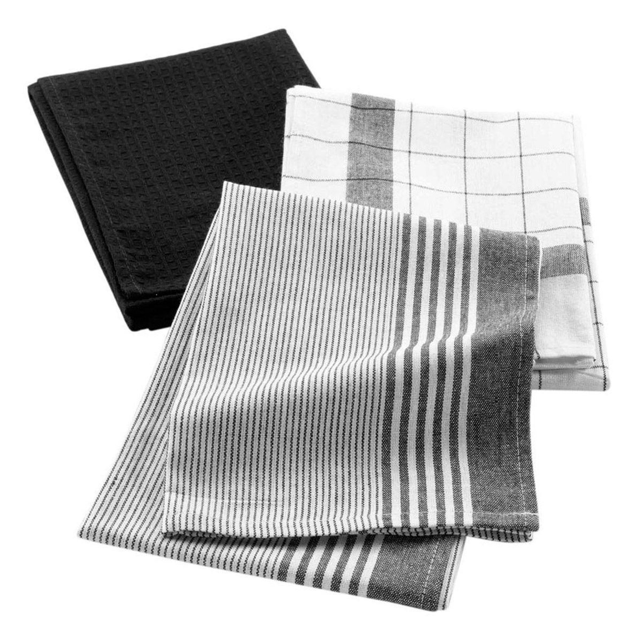 Douceur d'Intérieur Lot de 3 torchons  vibrato  50x70cm noir