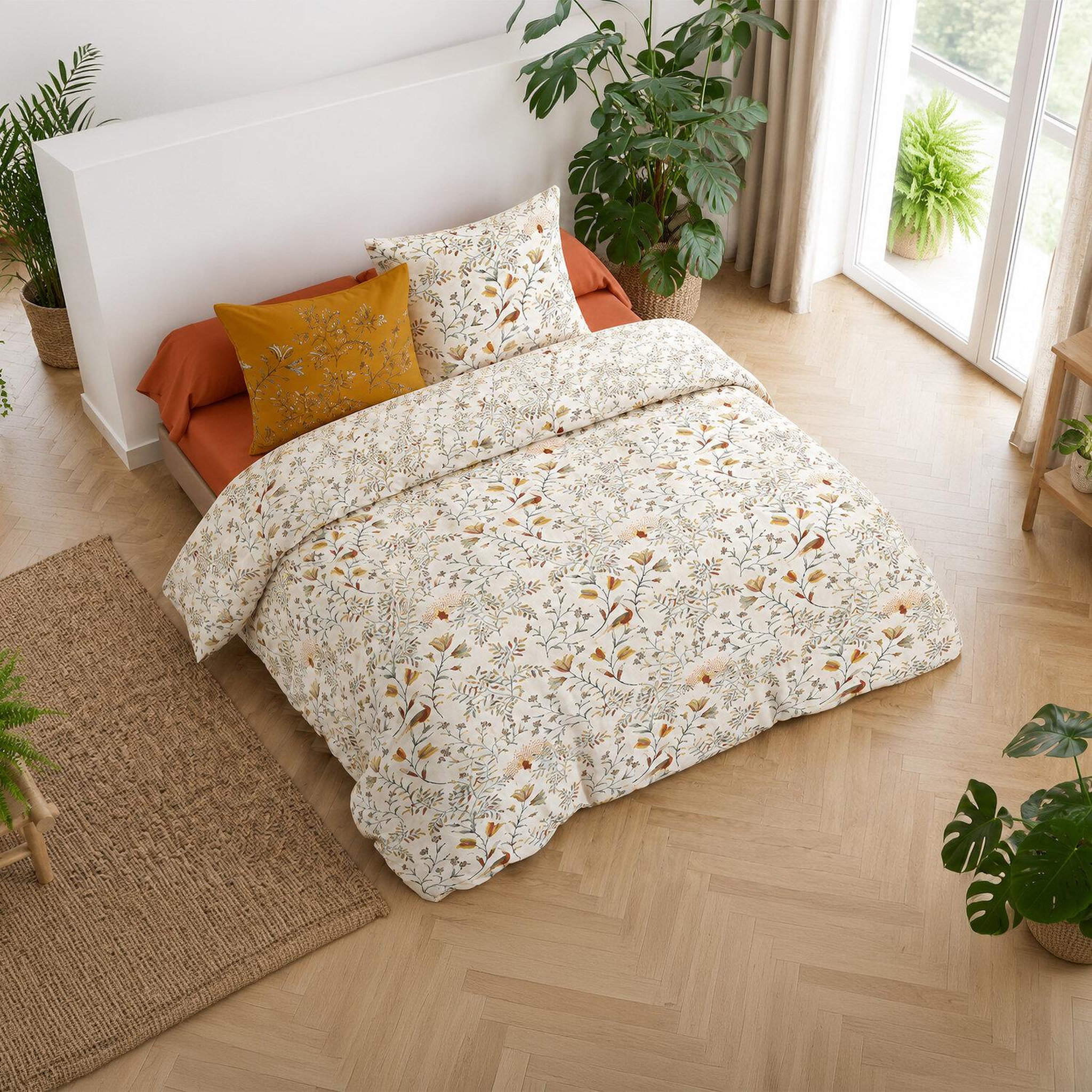 Voir la diapositive 3 : ATELIER DU COTON Parure Housse De Couette 100% Coton 57fils Demil