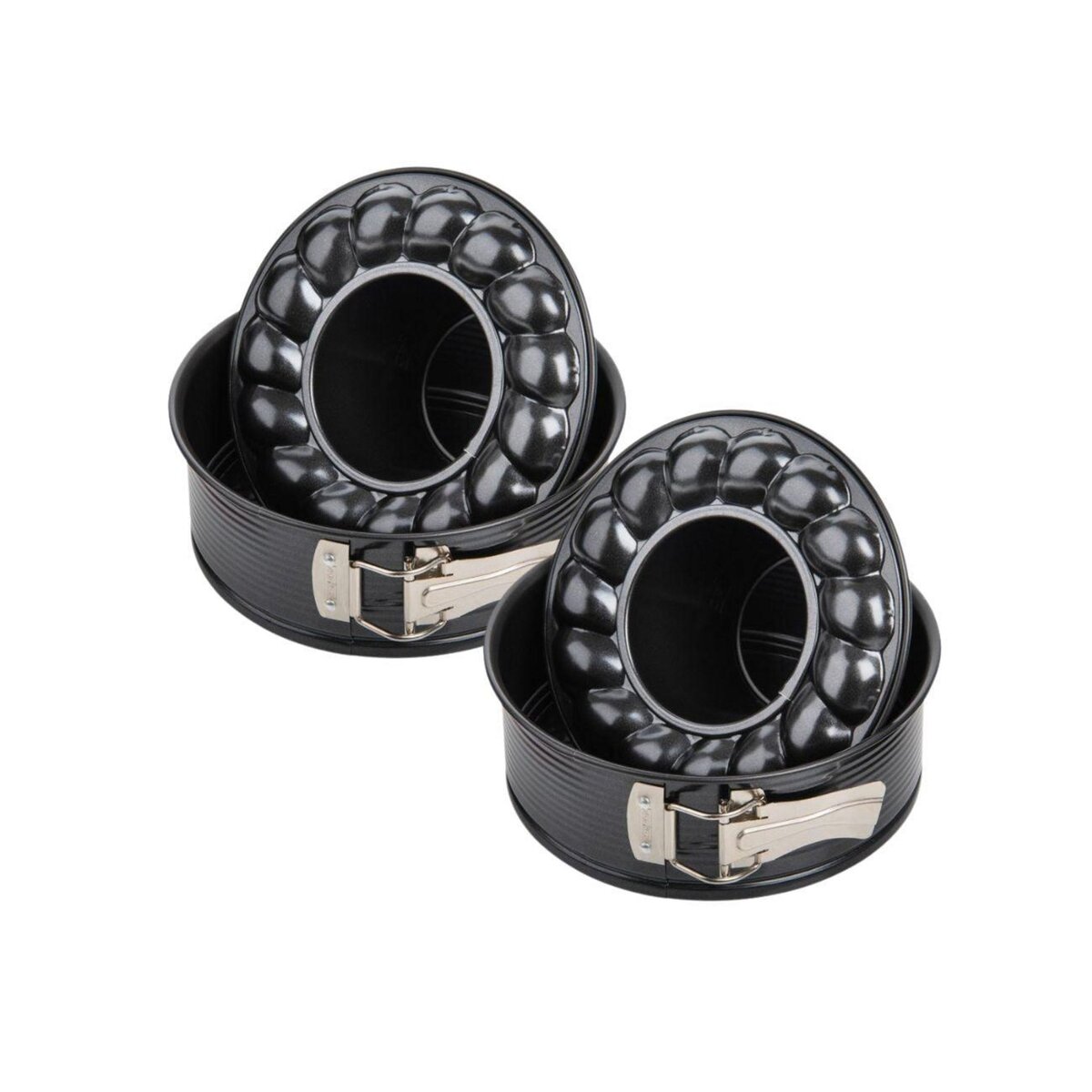 ZENKER Ensemble de 2 Moules à manqué à charnière avec fond à savarin 18 cm Zenker Black Metallic