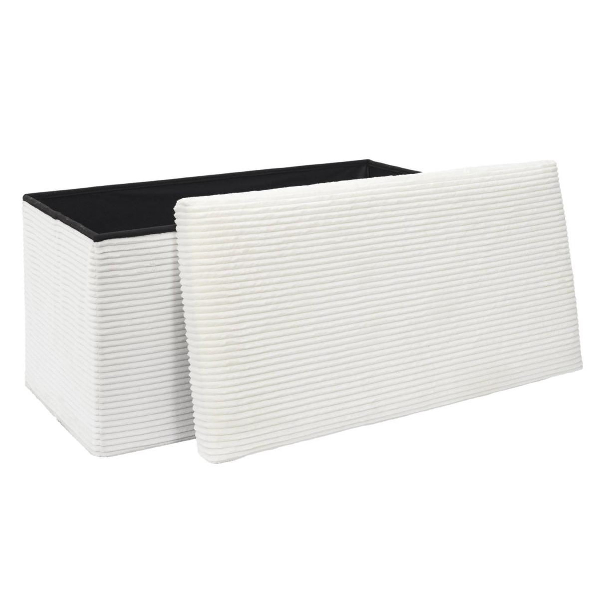 Voir la diapositive 3 : The Home Deco Factory Banc coffre pliable côtelé  scott  76cm beige