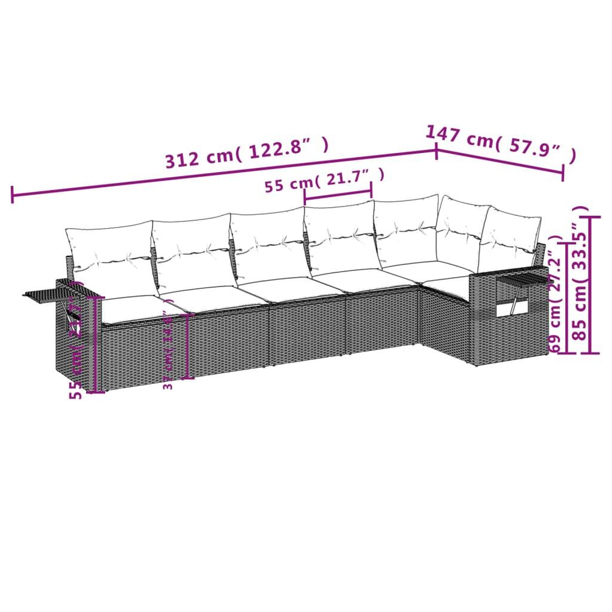 Voir la diapositive 3 : VIDAXL Salon de jardin avec coussins 6 pcs beige resine tressee