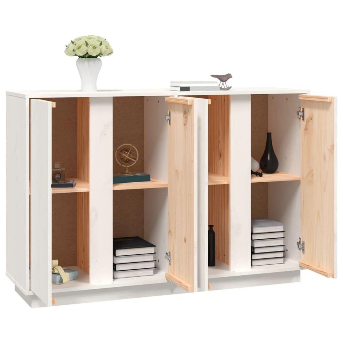 VIDAXL Buffet Blanc 120x35x80 cm Bois massif de pin