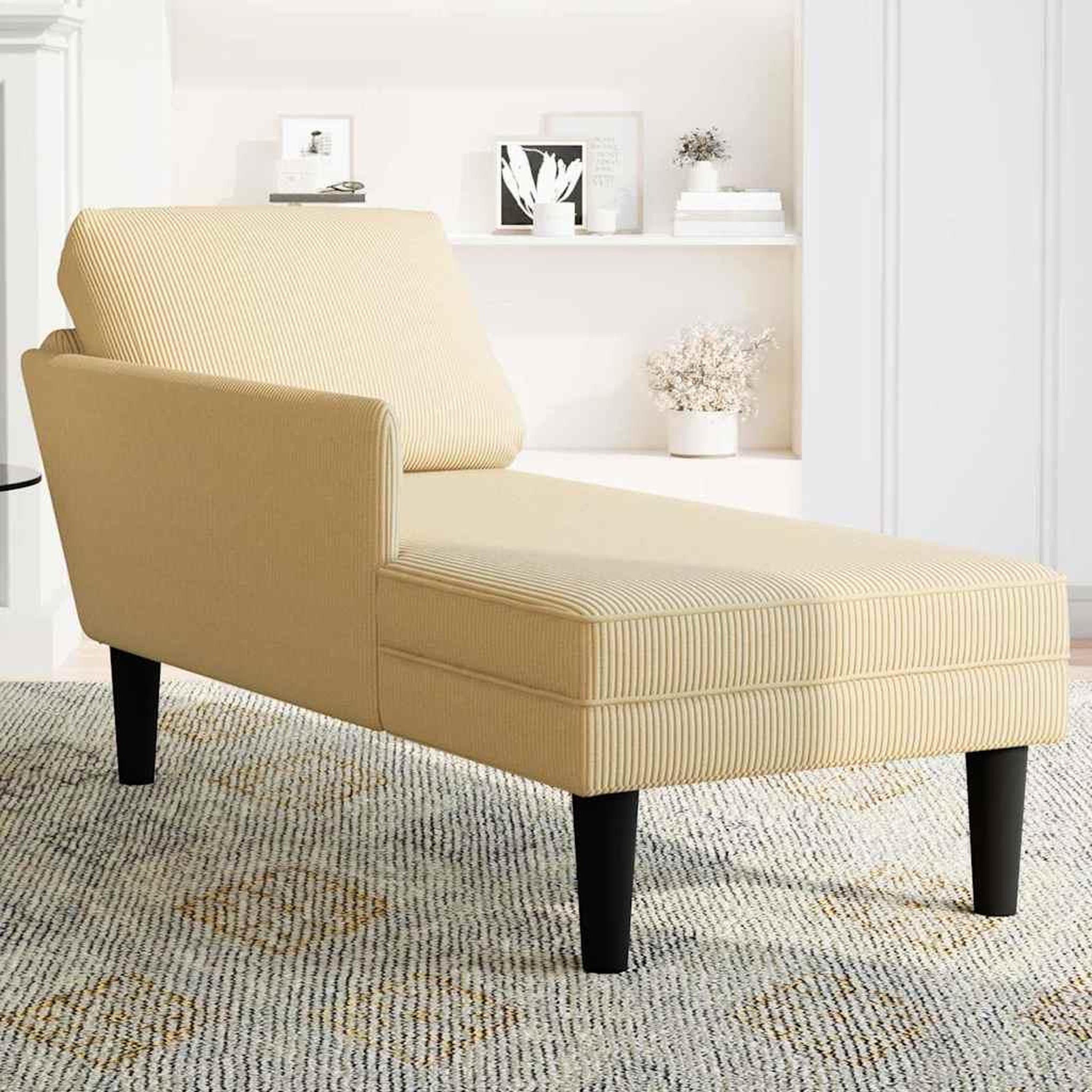 Voir la diapositive 3 : VIDAXL Chaise longue avec coussin tissu en velours cotele